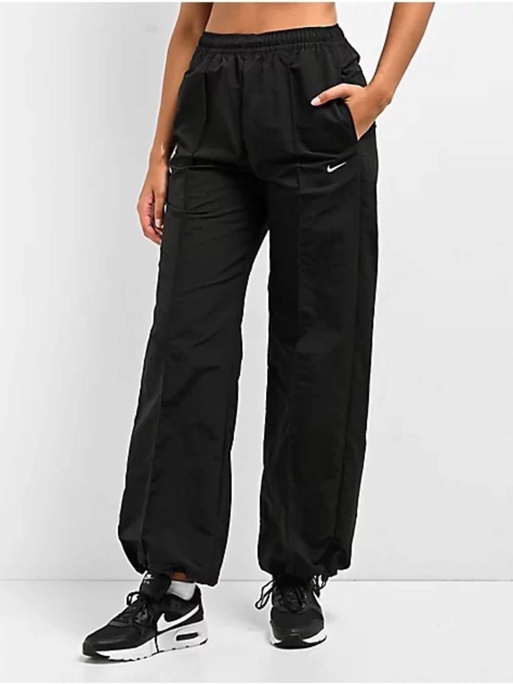 Nike Black Wide-Leg Track Joggers with Swoosh